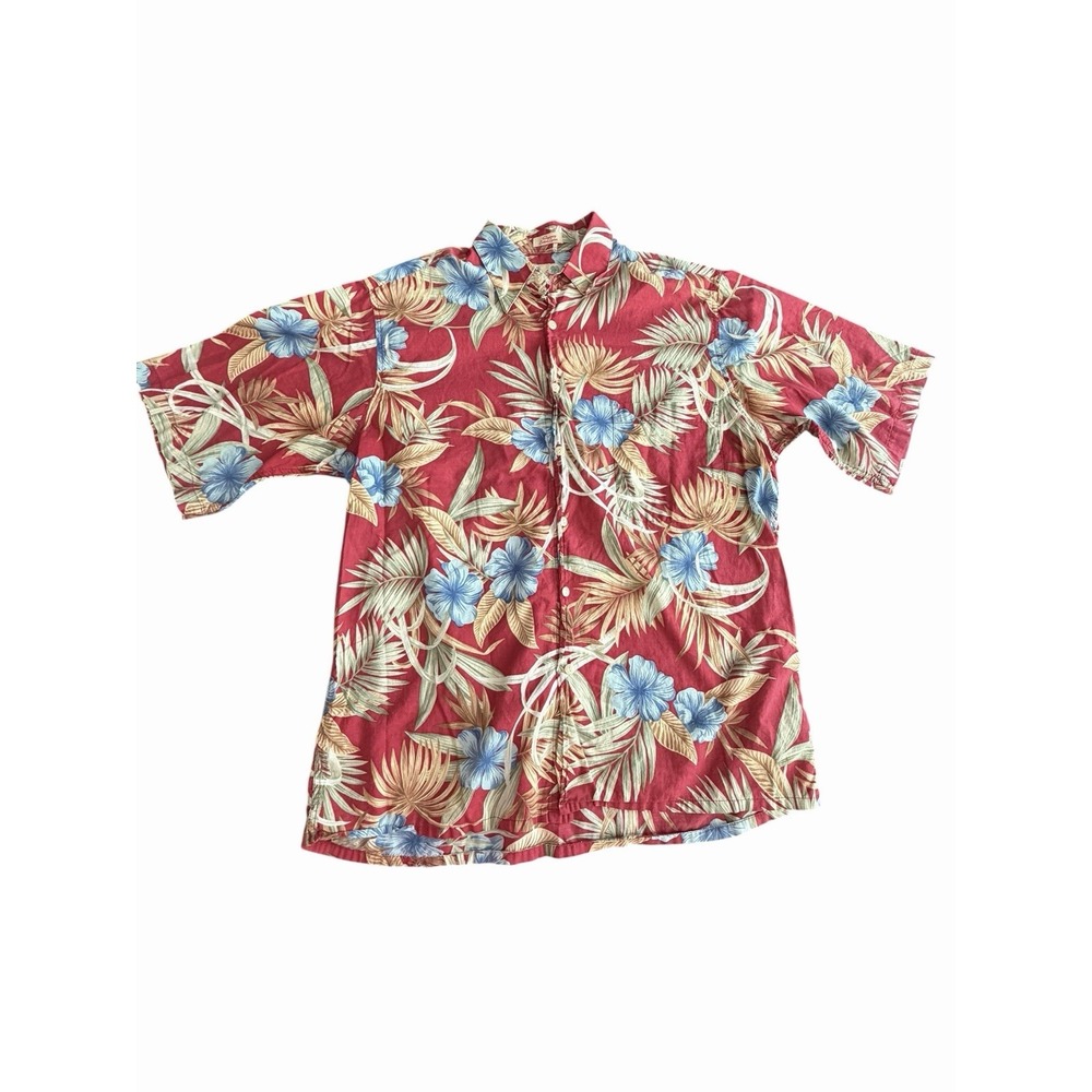 Reyn Spooner Shirt Medium Vintage 90s Hawaii Tropical Botanical Aloha GGG10-3